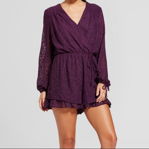 Other - Eggplant Purple Long Sleeve Romper